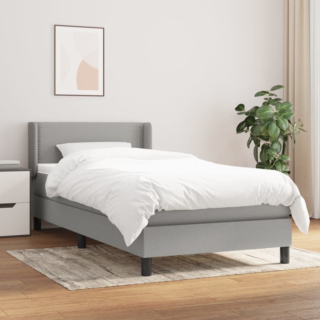 "Rabatt" Boxspringbett mit Matratze - 2 Personen - Strapazierfähiger Stoff - Hellgrau 100x200 cm Stoff - Klassische Betten CC5521