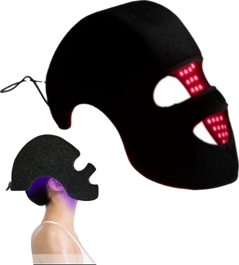 Masque de photothérapie LED visage et cheveux kit de soin noir intégral