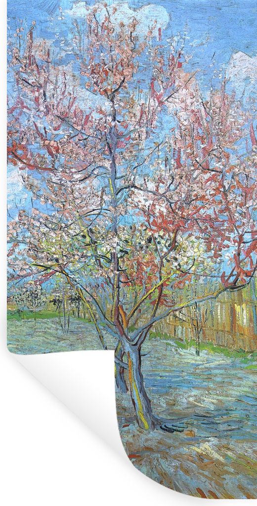 MuchoWow Wandtattoo Wandsticker Wandaufkleber Der rosa Pfirsichbaum - Vincent van Gogh 80x160 cm Selbstklebend und Repositionierbar - Sticker - D...