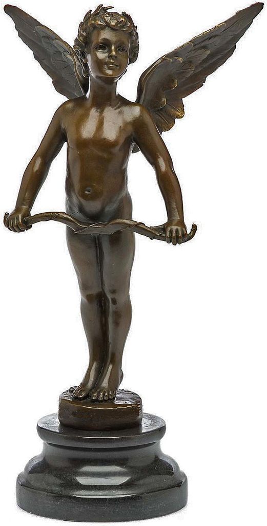Bronzeskulptur Kopie nach Auguste Moreau Engel Amor Vici Replik Bronzefigur Akt