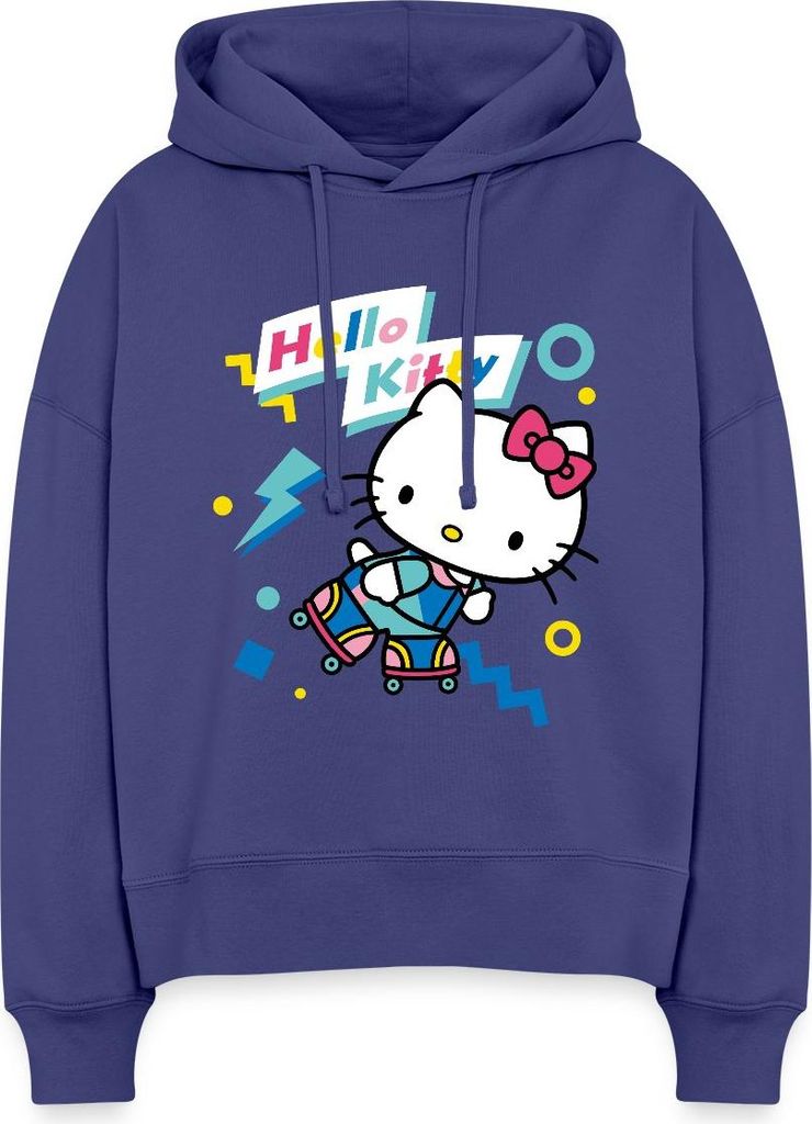 Spreadshirt Hello Kitty 90er Stil Mit Rollschuhen Frauen Boxy Organic Hoodie, XL, Dämmerung