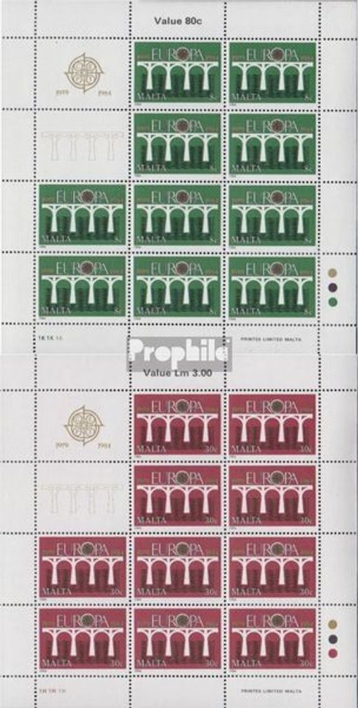 Briefmarken Malta 1984 Mi 704-705 Kleinbögen (kompl.Ausg.) gestempelt Europa