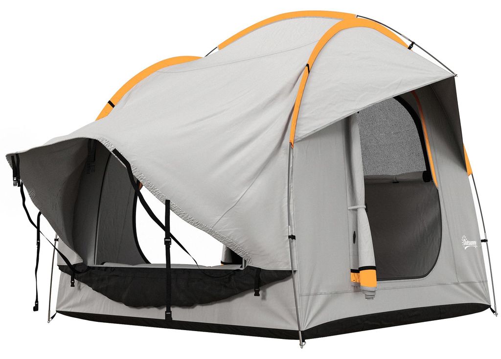 Autozelt Campingzelt, 3 Türen, wetterbeständig, 239cm x 210cm x 210cm, Orange + Grau