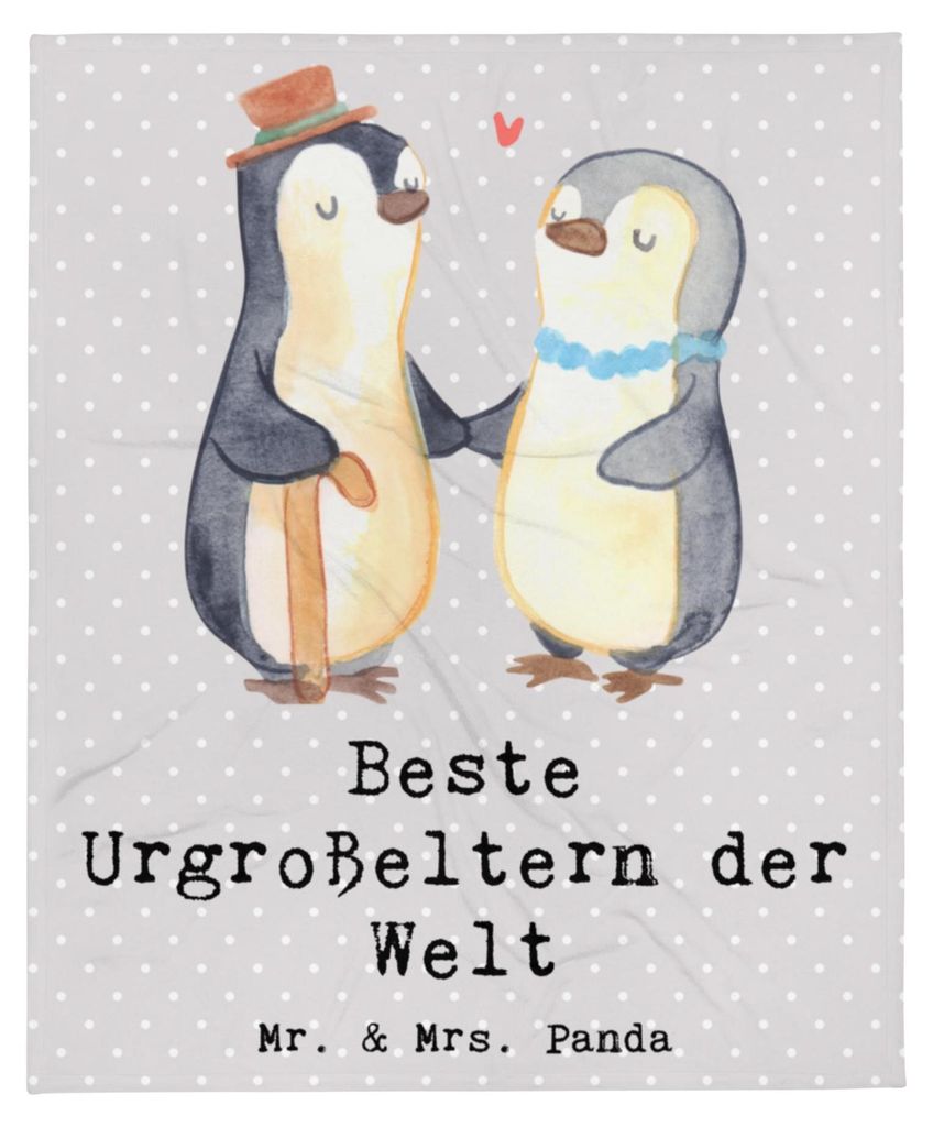 Mr. & Mrs. Panda Kuscheldecke Pinguin Beste Urgroßeltern der Welt - Grau Pastell - Geschenk, Wohndecke, Enkel, Uroma, Decke, Flauschige, Bettdecke...