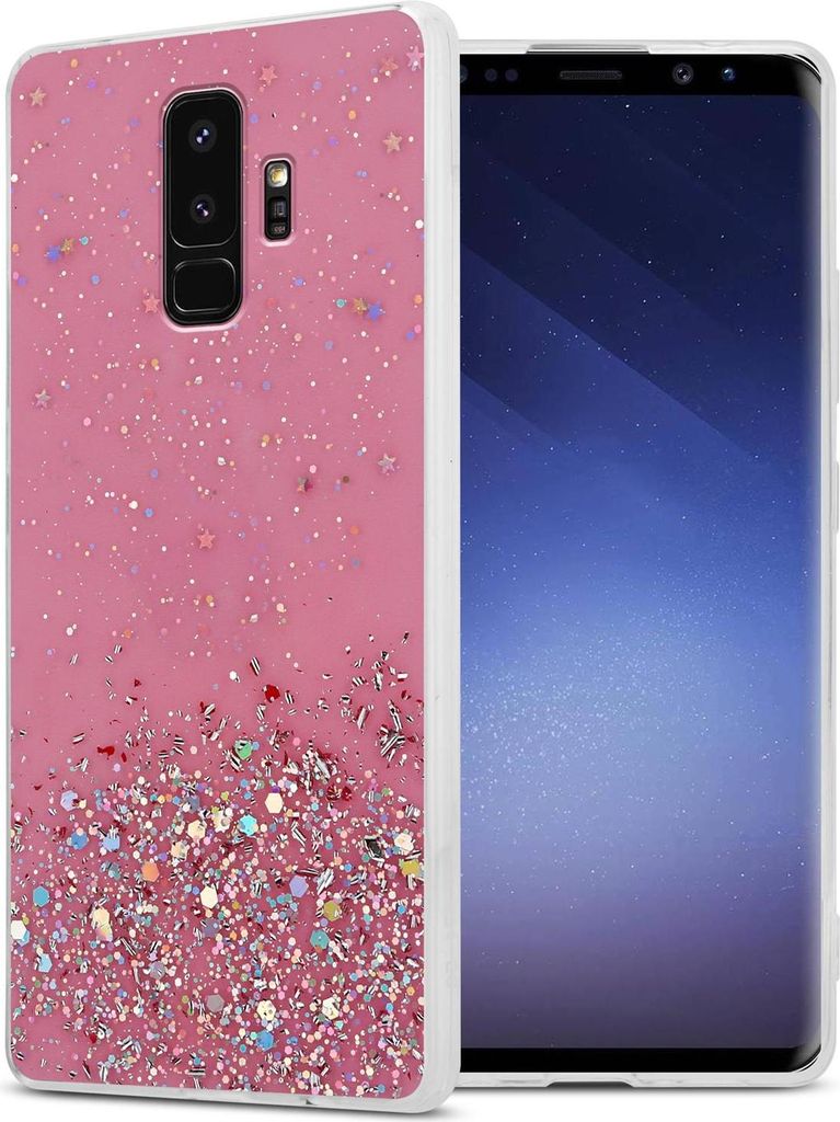 Cadorabo Hülle für Samsung Galaxy S9 PLUS Schutz Hülle in Rosa Handyhülle TPU Etui Glitter Cover Case Glitzer