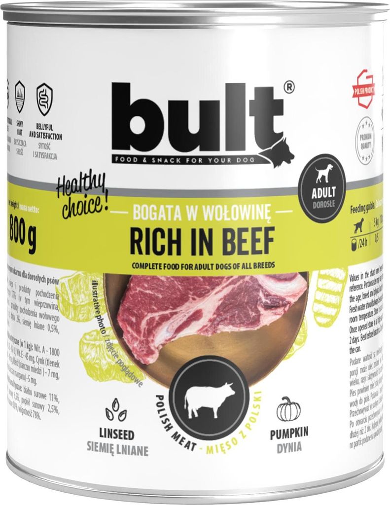 BULT mokra karma dla psa Wołowina puszka 800g Pełnoporcjowa Zdjęcie produktu 