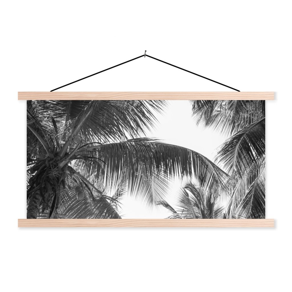 MuchoWow Textilposter Palmwedel - Vintage - Natur 60x30 cm mit holzfarbenen Rahmen - Dekoration