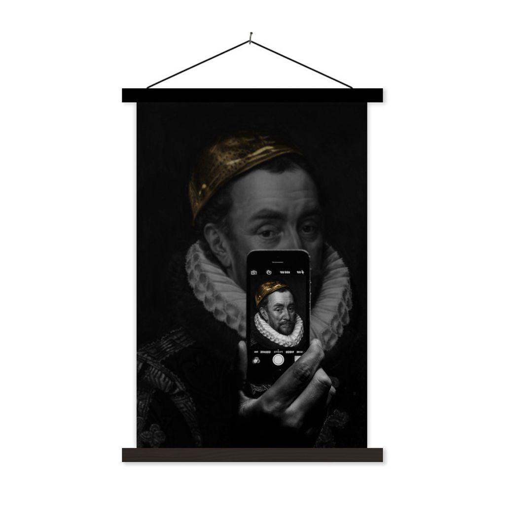 MuchoWow Textilposter Wilhelm von Oranien - Adriaen Thomasz - Smartphone 60x90 cm mit schwarzem Rahmen - Poster Wohnzimmer