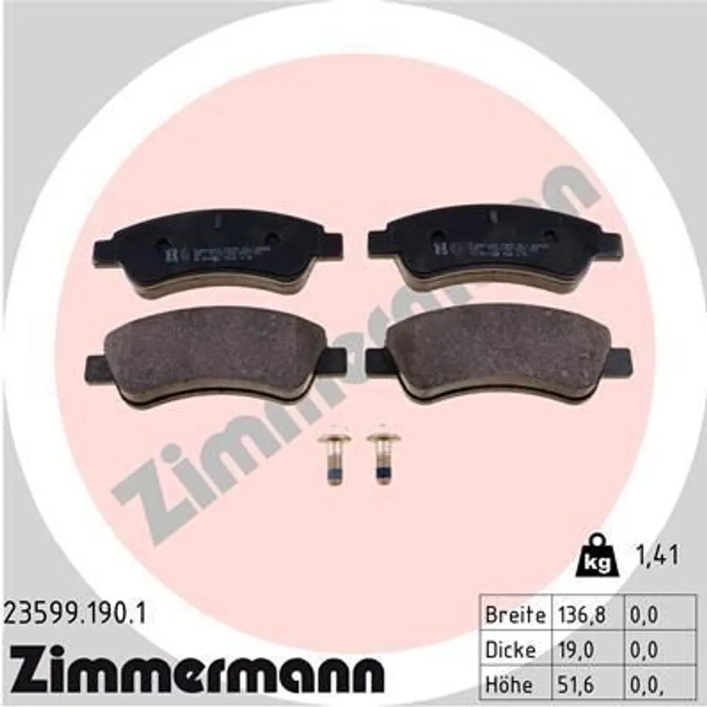 Zimmermann 23599.190.1 Plaquettes de frein pour Citroën Berlingo et C3