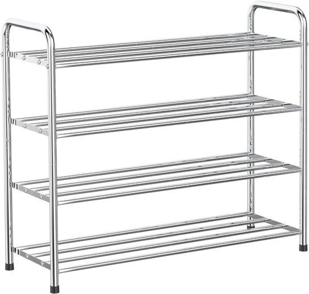 Rangement chaussures pour entrée étroite 12 paires - Étagère métal argent