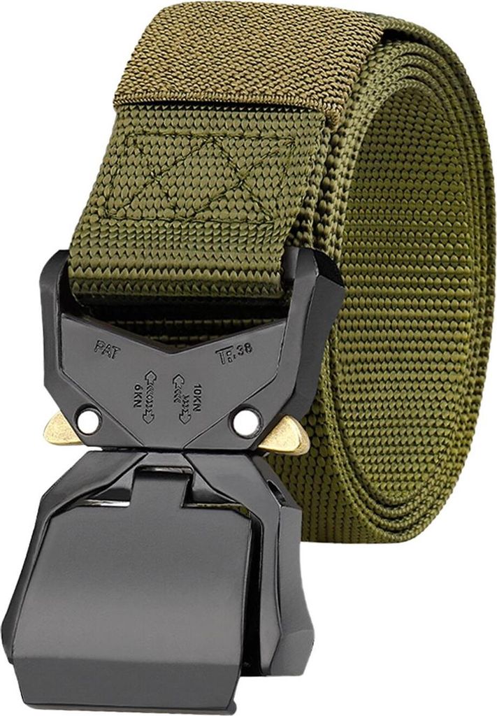 INF Taktischer Cobra-Gürtel für Herren, Militärgürtel aus Nylon mit Schnellverschluss Grün