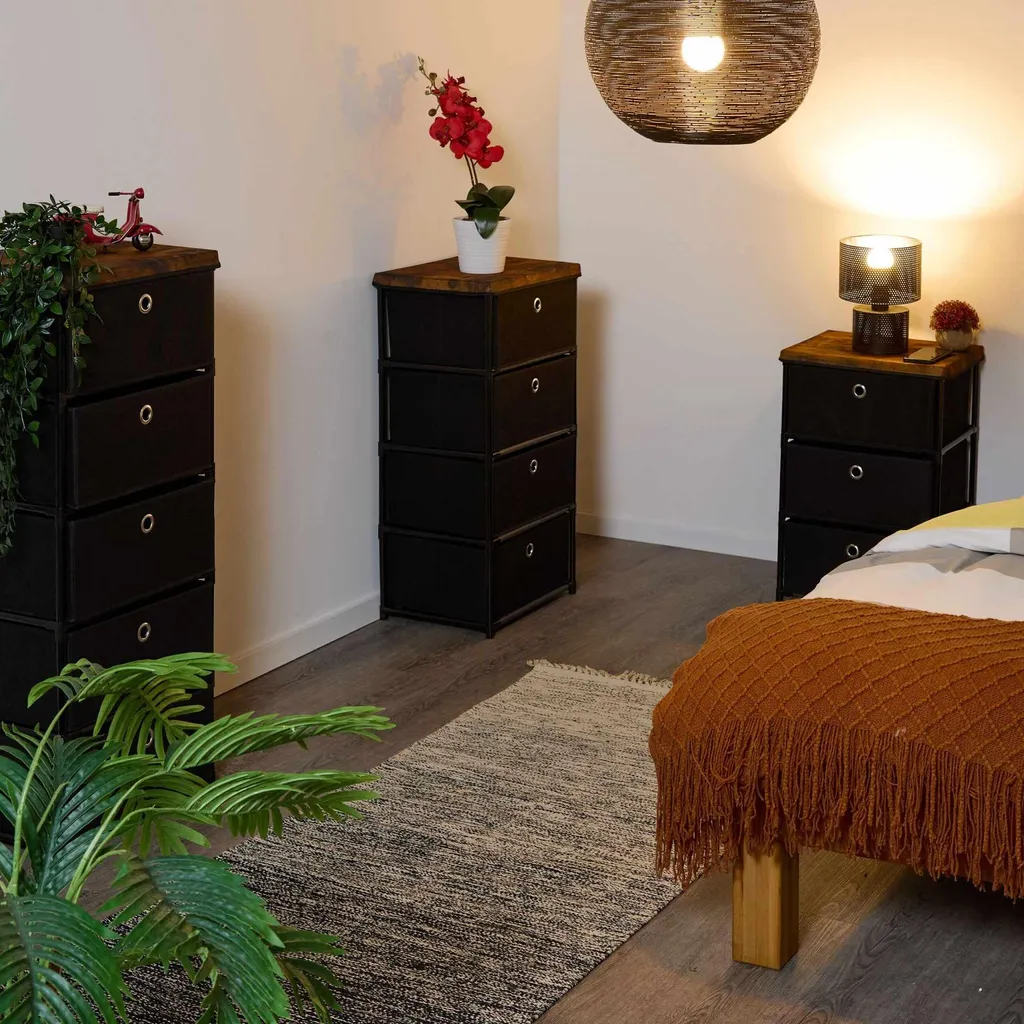 Commode bois à tiroirs en tissu pliables - Rangement léger et esthétique - 6