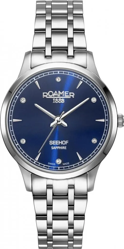 Montre-bracelet classique pour femme en cuir bleu et boîtier argenté