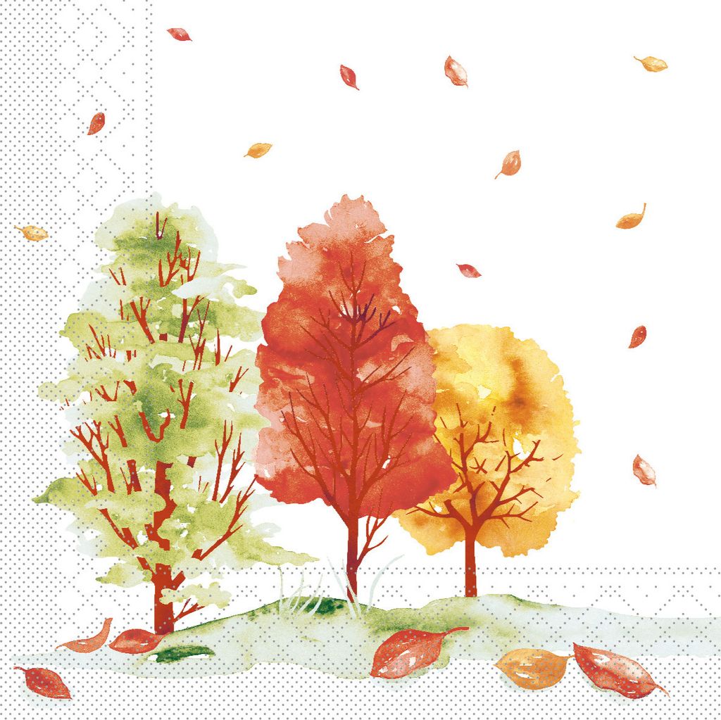 Tissue Serviette Herbstwald, 40 x 40 cm, 3-lagig, 100 Stück - Mank