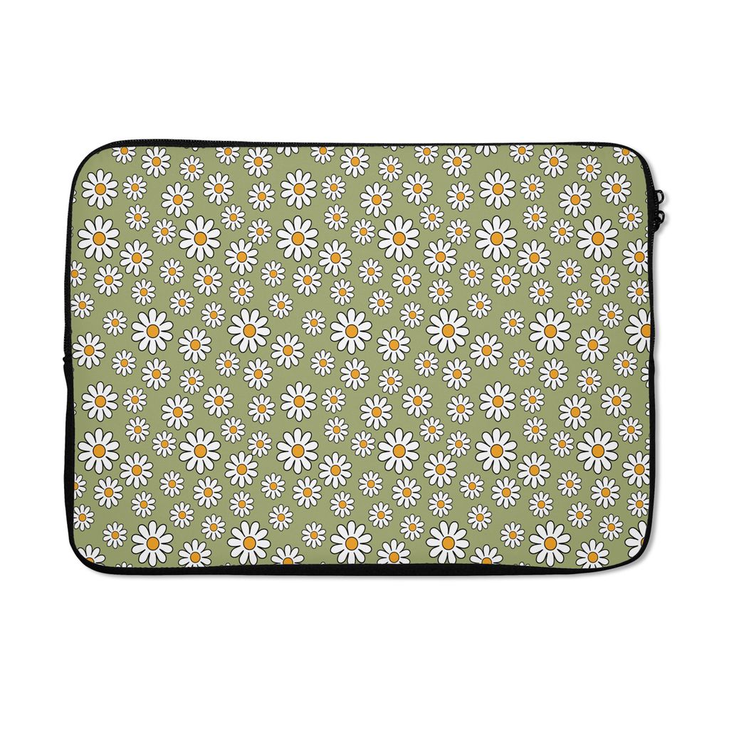 MuchoWow Laptop Hülle 14 ZollVintage - Muster - Gänseblümchen Laptoptasche - Laptoptasche - Stoßsicher - Schutzhaube