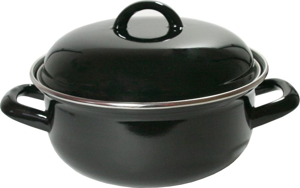 Imperial Kitchen Bräter Emaille schwarz 26 cm - Schmortopf für Induktion