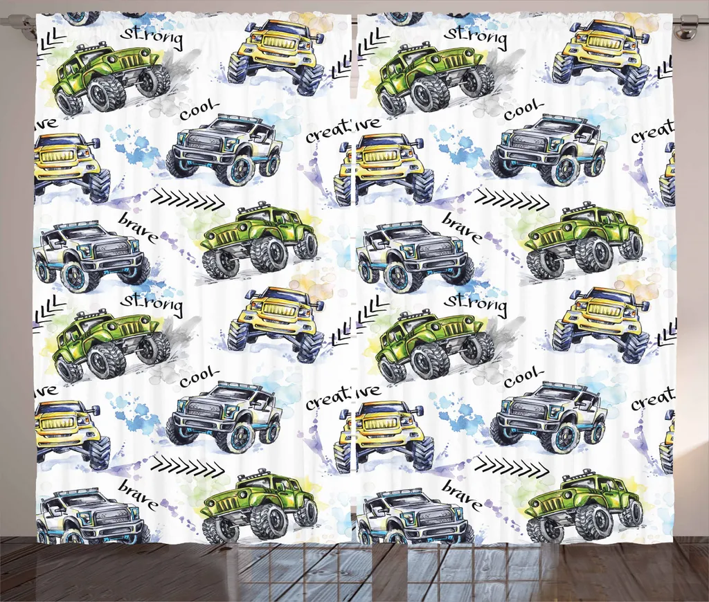 Tenda Monster Truck 280x245 cm ABAKUHAUS | Cameretta Ragazzi Blu
