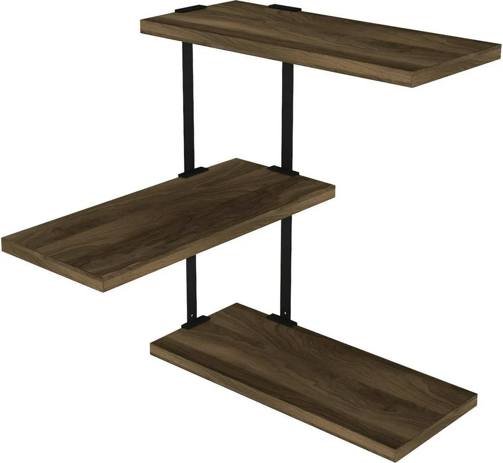 Étagère Compacte 3 Tablettes Noyer Marron Ékeka Design Moderne - 6