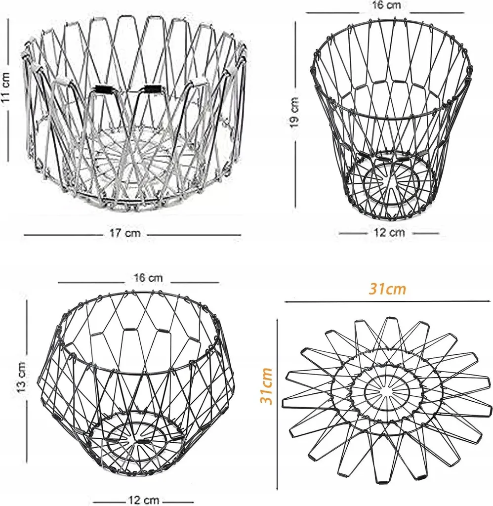 Corbeil métallique pliable noir mat multifonctionnel modèle Modula X