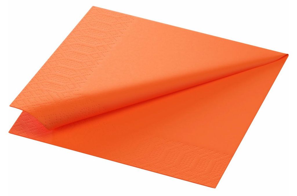 250 DUNI Servietten, sun orange, 3-lag., 33x33 cm, 1/4 Produktbild 
