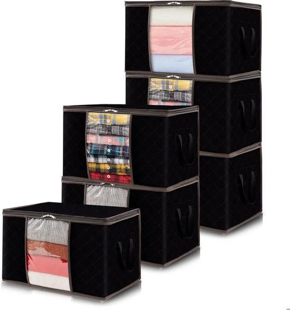 Sac de rangement armoire réutilisable 60L lot de 6 avec fenêtre visuelle