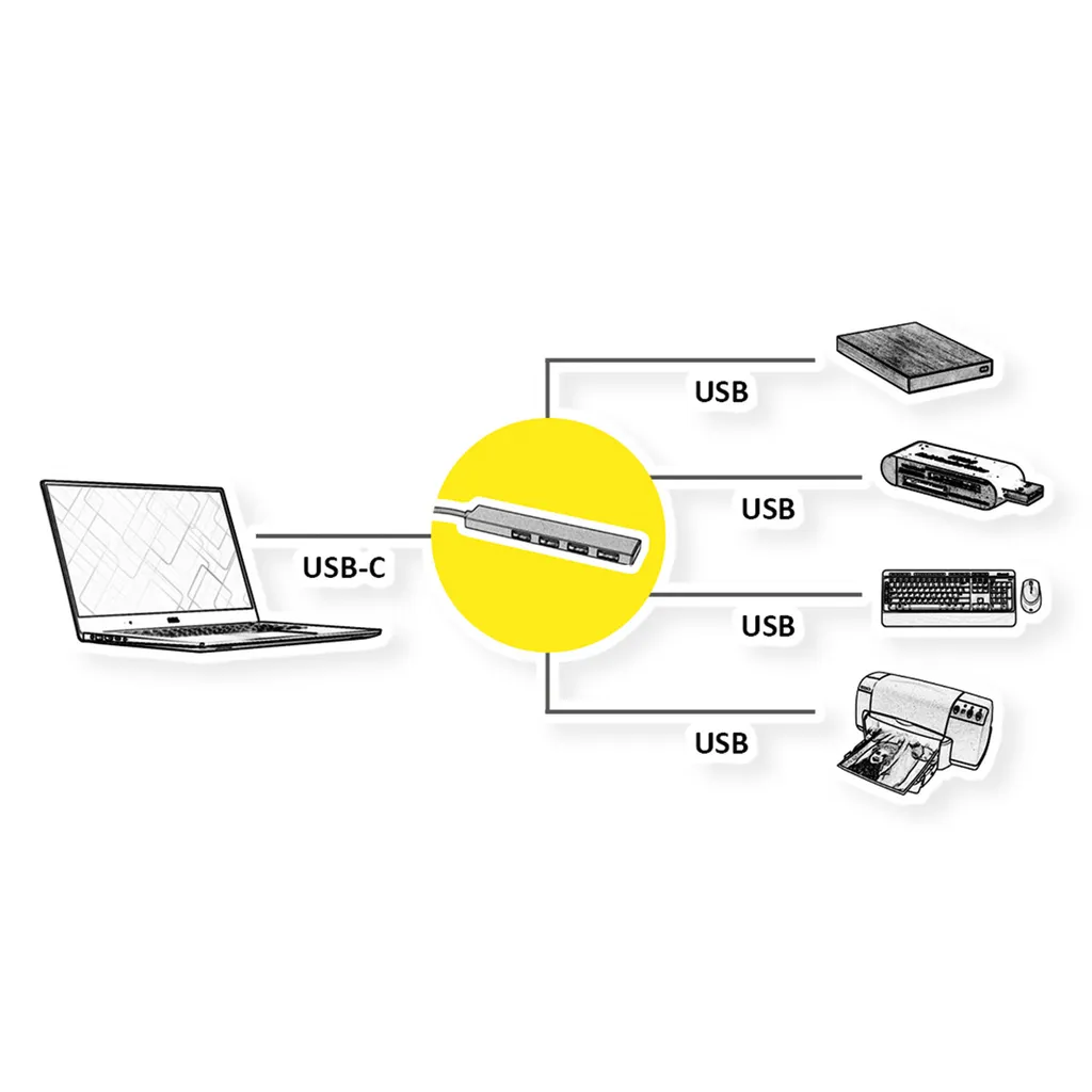 Hub ROLINE USB 3.2 Gen 1 4 Porte C: Il miglior rapporto Qualità/Prezzo