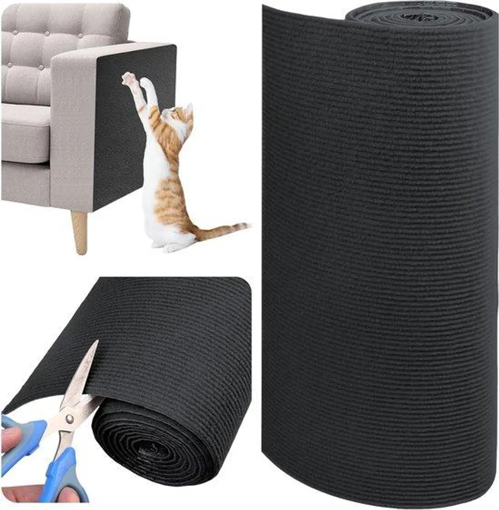 Tapis à griffer autocollant pour chats gris foncé 40x200 cm découpable