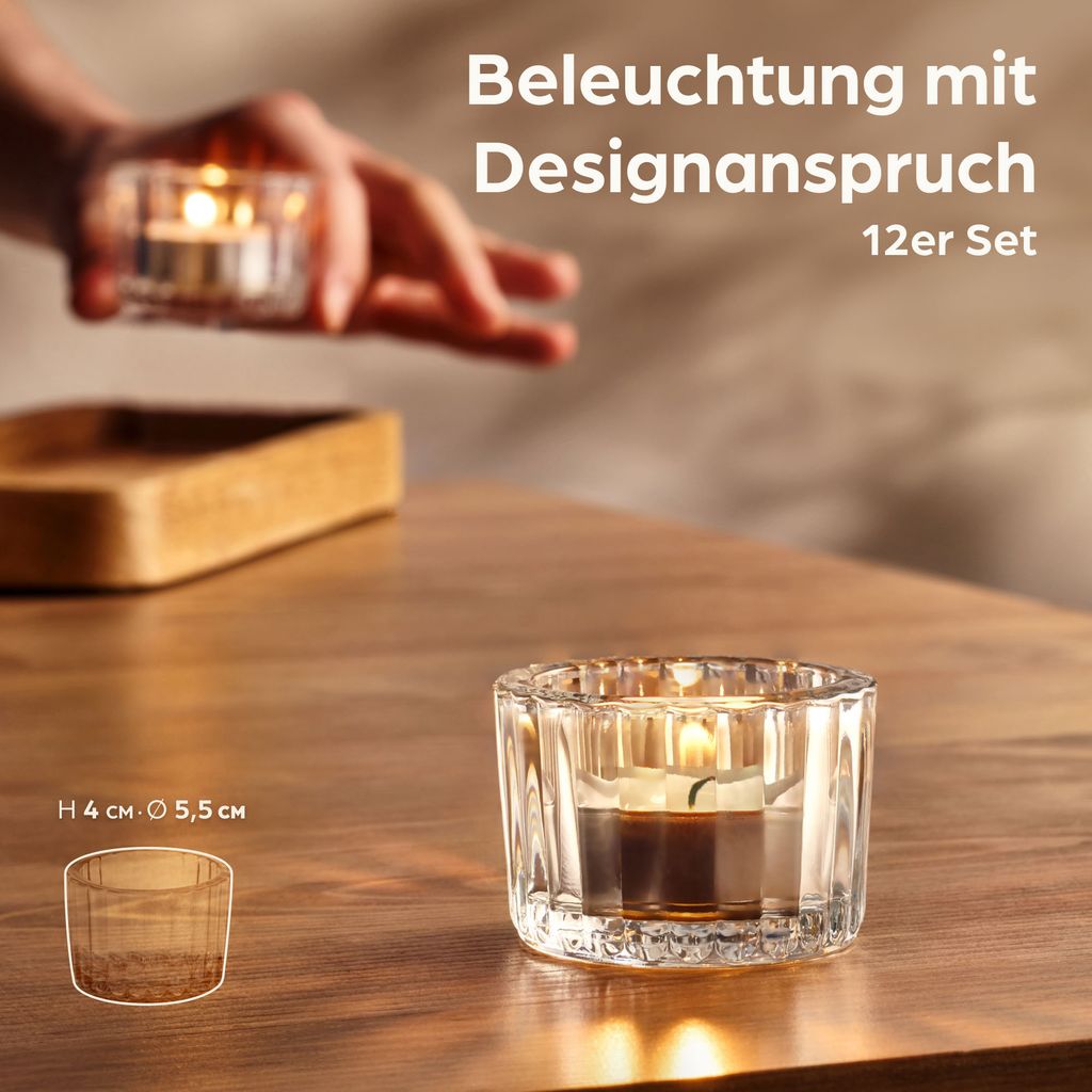 Teelichthalter Glas Klein für Tischdeko