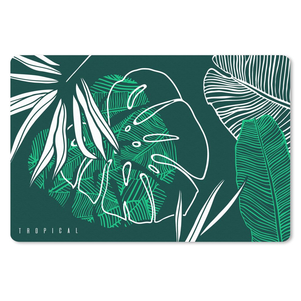 MuchoWow Schreibtischunterlage Dschungel - Blätter - Grün - Weiß - Junge - Mädchen - Kind 60x40 cm - XXL Mauspad - Großes Mauspad