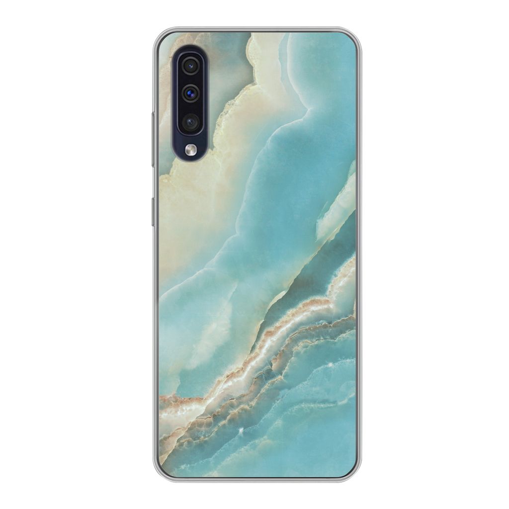 MuchoWow Handyhülle Schutzhülle Hülle für Samsung Galaxy A30s Naturstein - Mineralien - Chic Silikon Softcase Handy Hülle - Karteninhaber