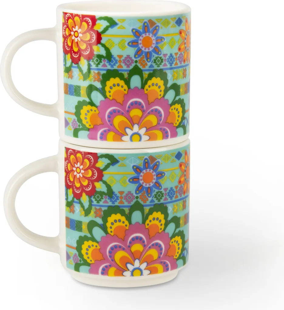 Set 6 Tazzine Excelsa Gipsy Soul Idea Regalo Porcellana Fine