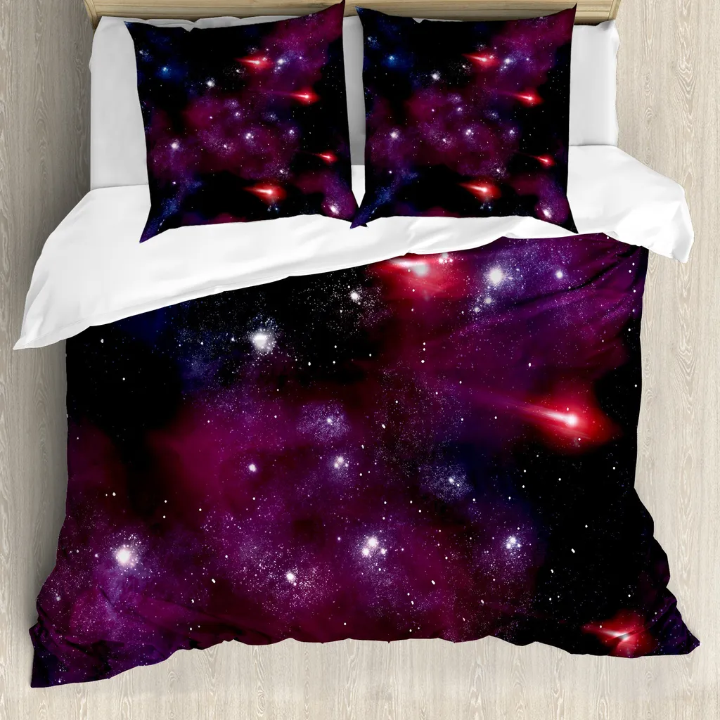 Copripiumino ABAKUHAUS Stardust Meteor 200x200 cm Magenta Blu Antiacaro