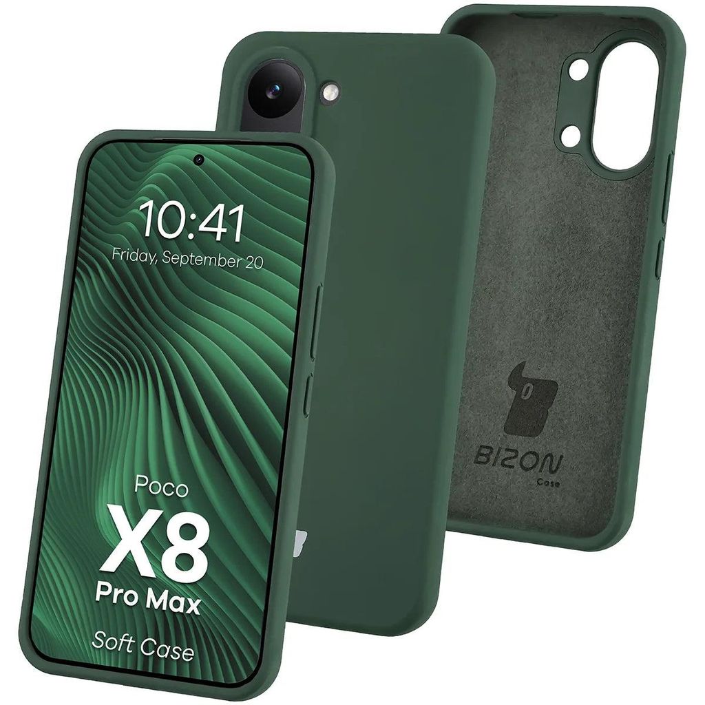 Silikon Handyhülle für Xiaomi POCO X8 Pro Max, Bizon Soft Case, Dunkelgrün