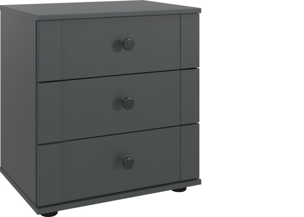Nachtkommode >Chalet< 3 Schubladen, in Graphit - 52x58x38cm (BxHxT)