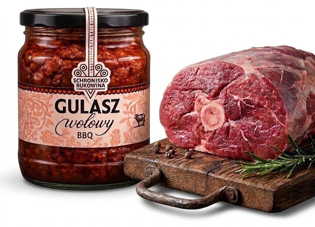 Ragoût de bœuf BBQ, marque Schronisko, 380 g Image du produit 