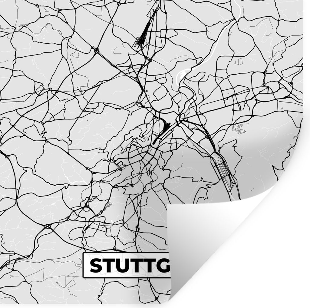 MuchoWow Wandtattoo Wandsticker Wandaufkleber Deutschland - Stadtplan - Stuttgart - Karte 100x100 cm Selbstklebend und Repositionierbar - Wierder...