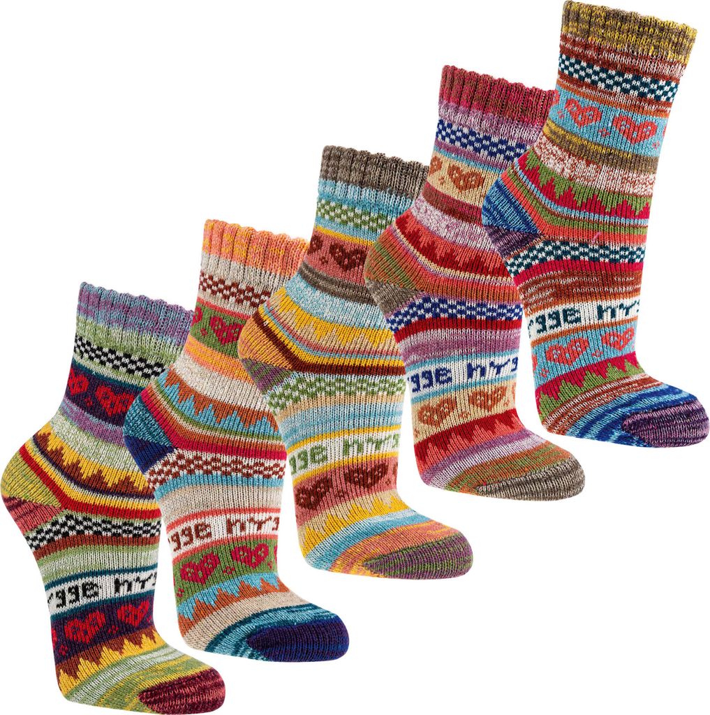 3 Paar bunte Norweger Socken mit schönem Hygge Muster mit Produktbild 