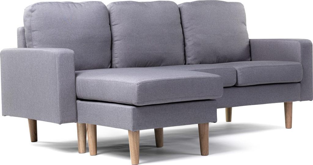 Ecksofa reversibel aus Stoff "Gabby" -  3-Sitzer - Hellgrau Produktbild 