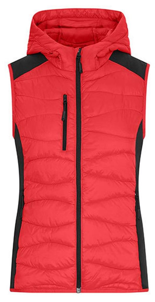 James and Nicholson - "Hybrid" Weste für Damen LT2524 (XL) (Rot/Schwarz)
