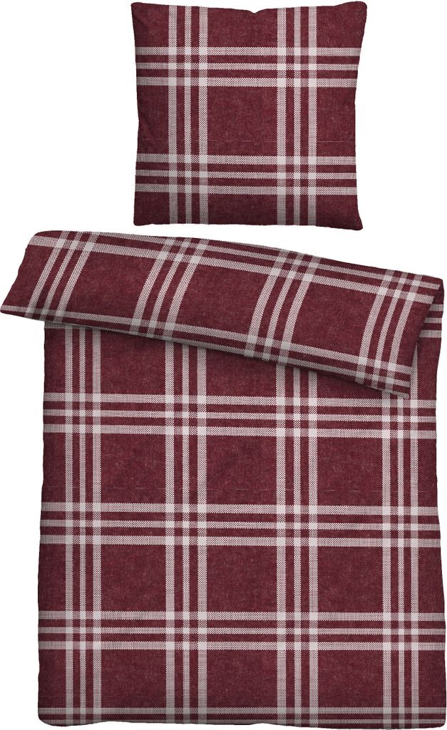 biberna melanżowa flanelowa pościel KARO burgund 1x 135x200 Zdjęcie produktu 