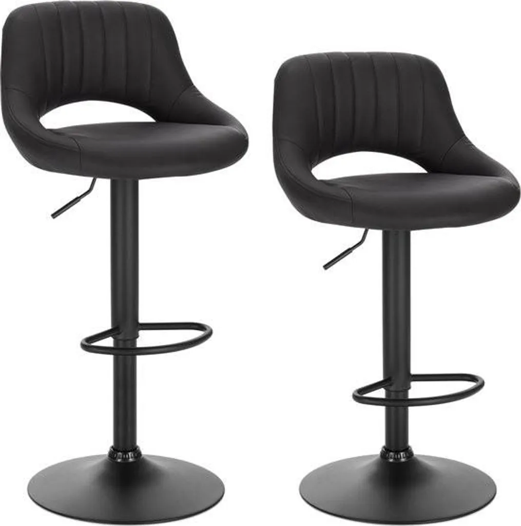 Lot de 2 Tabourets de Bar Noirs de Luxe avec Dossier Confortable