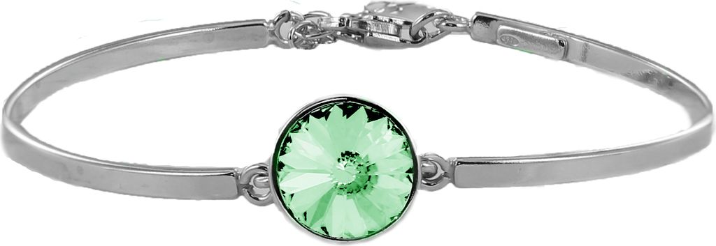 New Bling 9NB-0803 Silberarmband - Damen - Armreif - Flexibel - Kristall - Hellgrün - 11,4 mm Durchmesser - 16 + 3 cm - Rhodium - Silber