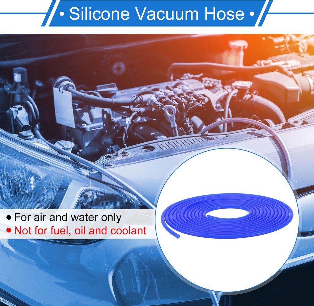 1 Stück Silikon-Vakuumschlauch 20Ft 1/8" 3mm ID 2mm Dicke Automobil-Vakuumschlauch Hochtemperatur-Blau 130PSI Maximaldruck