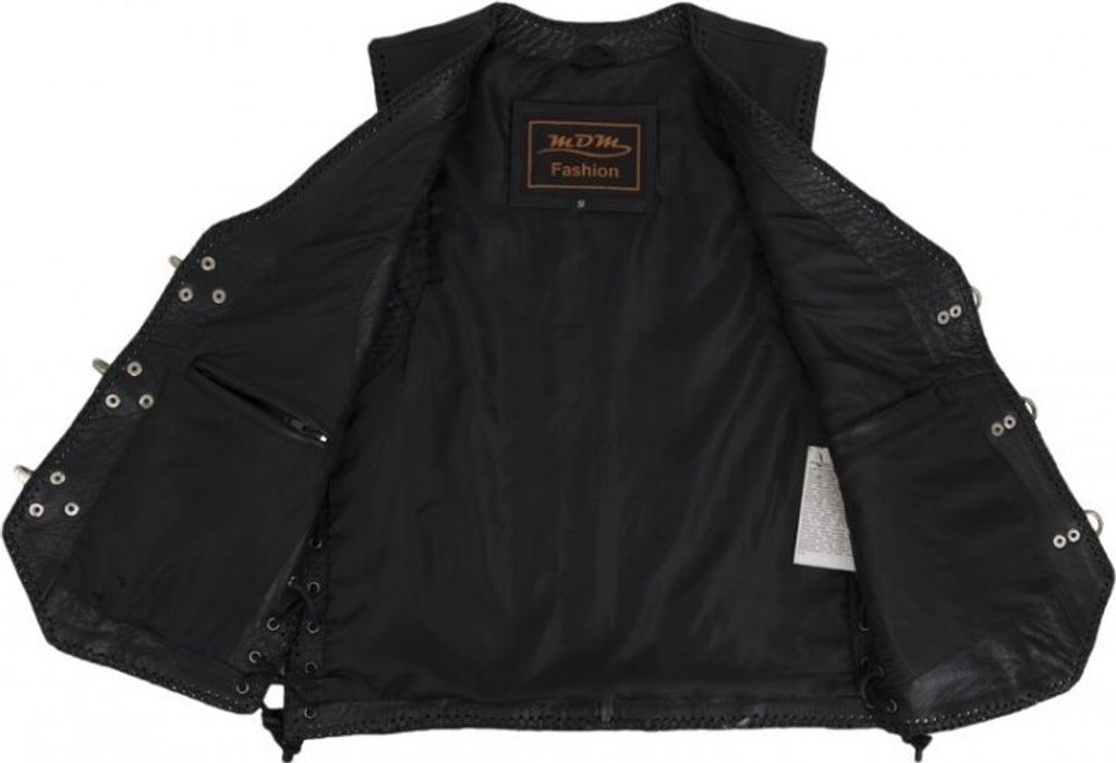 LEDER24H Damen Lederweste Mit Nieten 1074