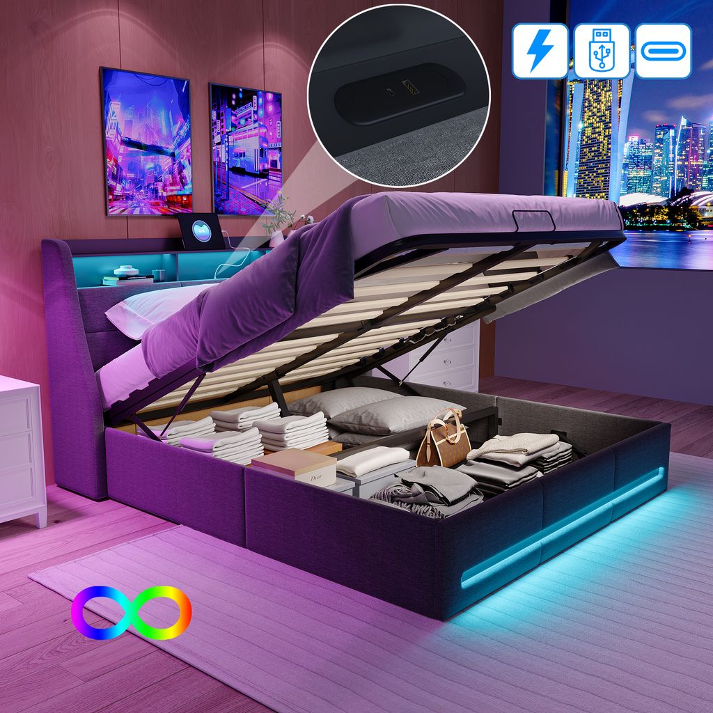 Čalouněná postel ProximaX 140x200 cm s USB, postel pro Obrázek produktu 