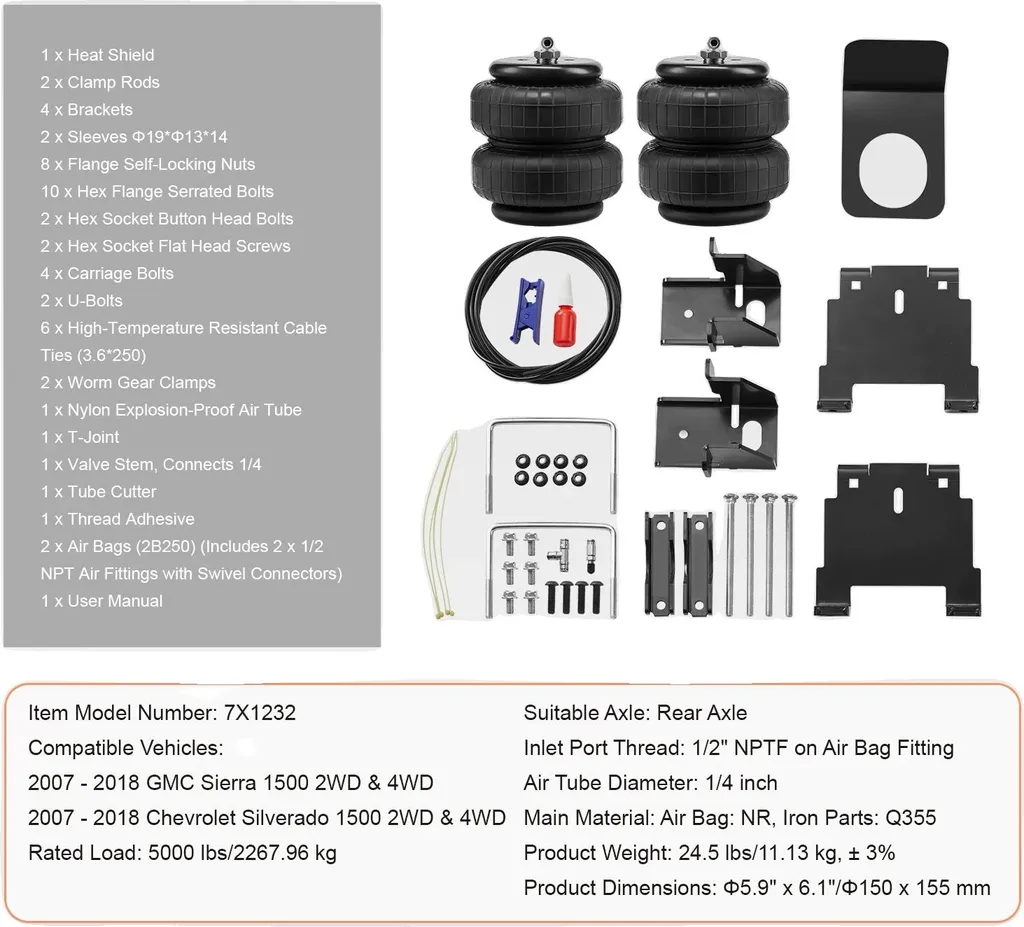 Kit Anti-Affaissement pour GMC Sierra et Silverado 1500, Capacité 5000lbs