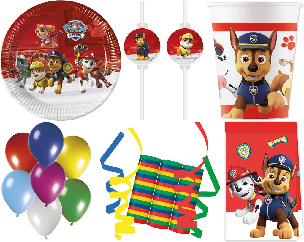 136-tlg. Set Kindergeburtstag Party Feier Fete Deko Motto Paw Patrol Ready for Action