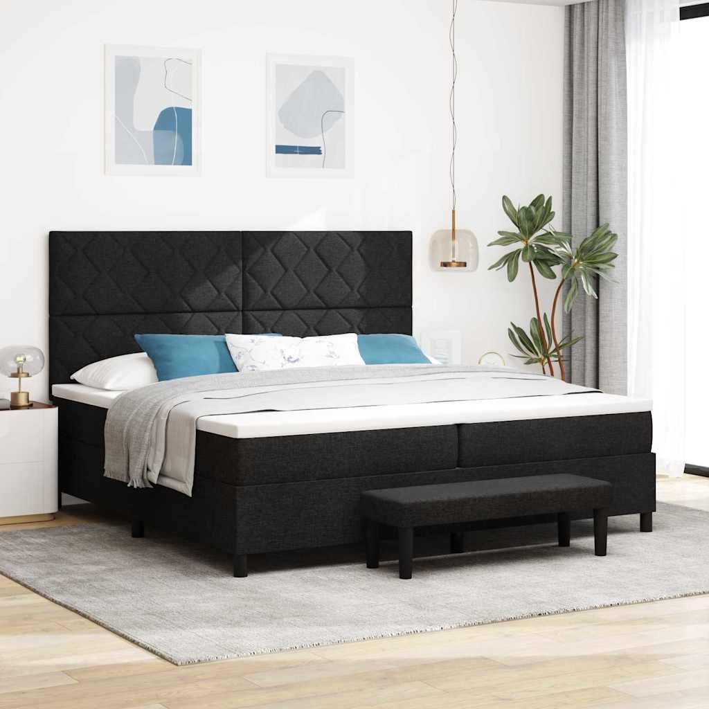 Maison Exclusive - Boxspringbett mit Kopfteil Schwarz 200 x 200 cm Stoff