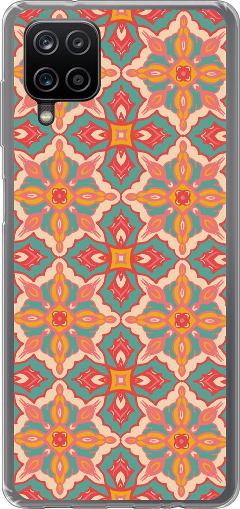MuchoWow Handyhülle Schutzhülle Hülle für Telefoonhoesje Samsung Galaxy A12 Muster - Hippie - Orange Silikon Softcase Handy Hülle - Bild