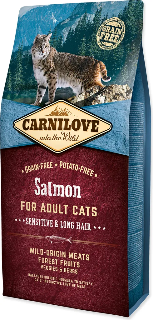 Nourriture Chat Poils Longs et Sensible au Saumon Carnilove Sac 6kg
